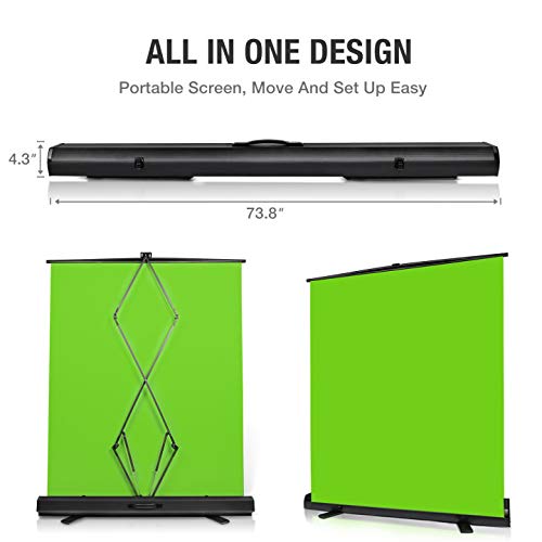 Yesker Upgrade Green Screen 73.2x77.5 inch Wider 180cmx 196cm Background Collapsible Chromakey Photo Backdrop Portable Pull Up with Aluminium Base Wrinkle-Resistant Fabric for Video Studio Live Game - size: 73.2x77.5"