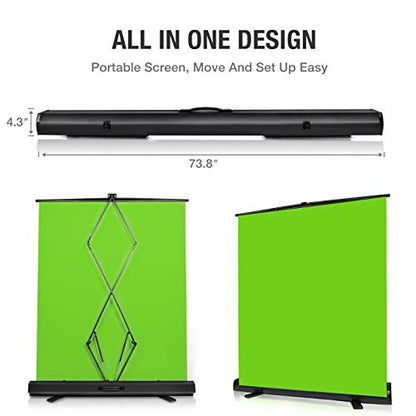 Yesker Upgrade Green Screen 73.2x77.5 inch Wider 180cmx 196cm Background Collapsible Chromakey Photo Backdrop Portable Pull Up with Aluminium Base Wrinkle-Resistant Fabric for Video Studio Live Game - size: 73.2x77.5"