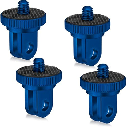 Frienda 4 Pieces Aluminum Camera Tripod Mount Adapter 1/4-20 Conversion Adapter for Tripod Compatible with GoPro Action Cameras and Other Standard 1/4 Accessories (Blue) - color: Blue