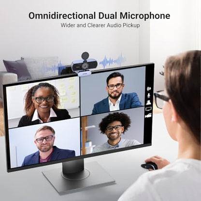 UGREEN FineCam Lite 2K Webcam with Auto Focus for PC | Dual Noise Cancelling Mics, Privacy Cover, Computer USB Camera for Streaming, Conferencing, Calling, Zoom, Skype, Teams