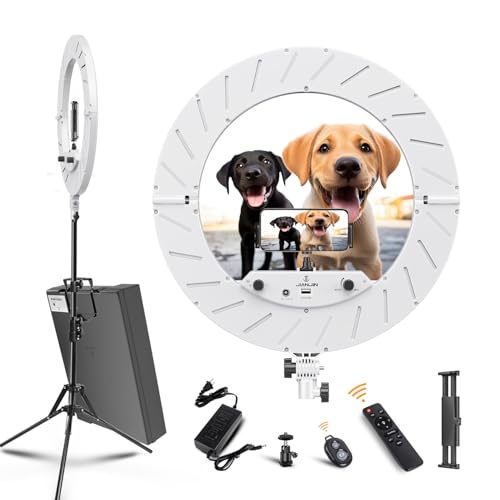 Ring Light Kit:18"/45cm Outer 55W6700k Dimmable LED Light, Tripod Stand, Remote Controller,Box for Camera,Smartphone,YouTube,TikTok,Self-Portrait Shooting,CRI95,White - color: White