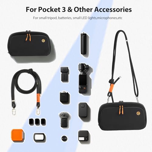 ULANZI YY08 Carrying Bag for DJI Osmo Pocket 3 Pocket 4,Splashproof Portable Storage Carry Case, Protective for DJI Osmo Pocket 3 Creator Combo Accessories, Small LED Lights, Action Cams (Black)