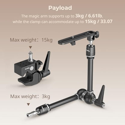 SMALLRIG Friction Magic Arm Camera Mount with Super Clamp and Platform, Overhead Camera Desk Mount Srand, Studio Space Saver, Heavy Duty Mount/Bracket for Lights, Cameras - size: Clamp+Magic arm