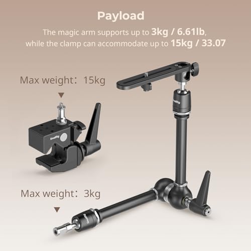 SMALLRIG Friction Magic Arm Camera Mount with Super Clamp and Platform, Overhead Camera Desk Mount Srand, Studio Space Saver, Heavy Duty Mount/Bracket for Lights, Cameras - size: Clamp+Magic arm
