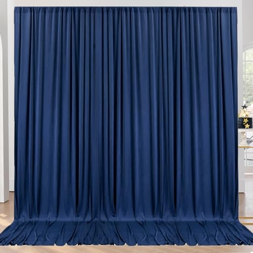 10ft x 10ft Wrinkle Free Navy Blue Backdrop Curtains Panels, 2 Panels 5x10ft Silky Polyester Photo Backdrop Drapes for Birthday Wedding Party Graduation Photography Background - color: Navy Blue, size: 10ftx10ft