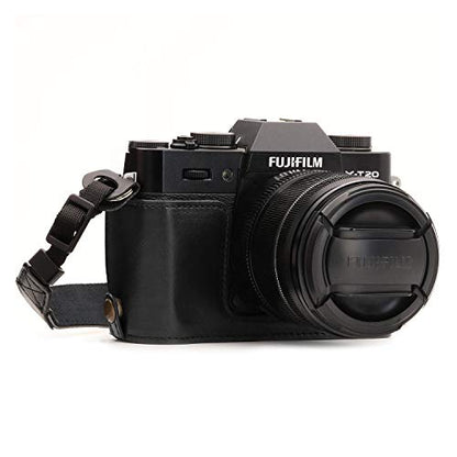 MegaGear Ever Ready Leather Camera Half Case and Strap Compatible with Fujifilm X-T30, X-T20, X-T10 - color: Black
