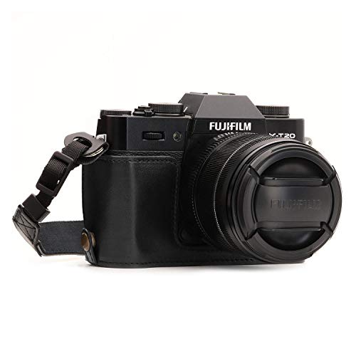 MegaGear Ever Ready Leather Camera Half Case and Strap Compatible with Fujifilm X-T30, X-T20, X-T10 - color: Black