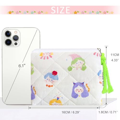 Cotton Quilted Floral Coin Purse Digital Camera Pouch with Cute Prints Zipper for Women Girls (GIRLS) - color: GIRLS