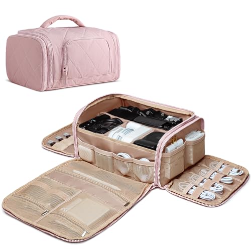 Marscamd Cable Organizer Bag, Travel Cord & Charger Organizer Pouch for Tech Accessories & Electronics, Home Storage, Pink - color: Pink
