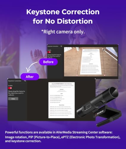 AVerMedia PW313D DualCam 2K Document Camera and Webcam for PC/Mac/Laptop, Autofocus, AI Noise Reduction, Online Teaching, Works with Zoom/Teams/Google Meet, Includes Tripod, TAA/NDAA Compliant - style: 2K30 DualCam