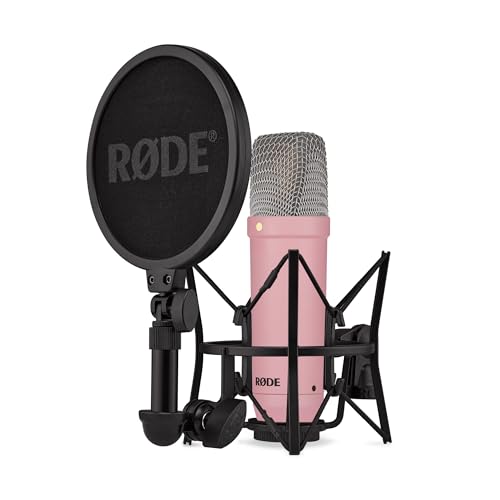 RØDE NT1 Signature Series Large-Diaphragm Condenser Microphone with Shock Mount, Pop Filter and XLR Cable for Music Production, Vocal Recording, Streaming and Podcasting (Pink) - color: Pink