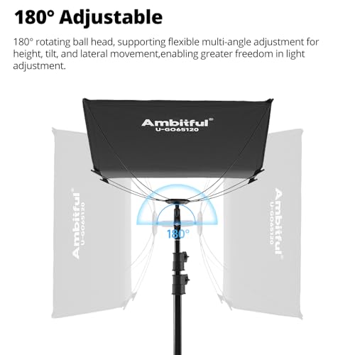 AMBITFUL Reflector Photography, Flash Light Reflectors, 𝐐𝐮𝐢𝐜𝐤 𝐑𝐞𝐥𝐞𝐚𝐬𝐞 U-Shape Reflector with 48in x 25.5in Photography Diffuser for Studio Portrait&Video Shooting, 3-in-1 White/Silver/Gold