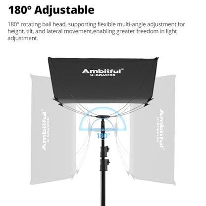AMBITFUL Reflector Photography, Flash Light Reflectors, 𝐐𝐮𝐢𝐜𝐤 𝐑𝐞𝐥𝐞𝐚𝐬𝐞 U-Shape Reflector with 48in x 25.5in Photography Diffuser for Studio Portrait&Video Shooting, 3-in-1 White/Silver/Gold