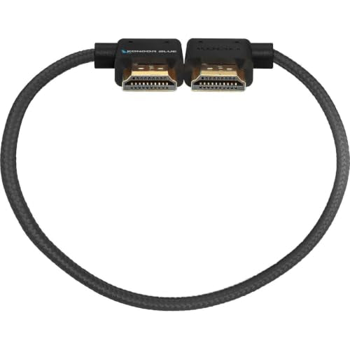 KONDOR BLUE | Full HDMI 2.0 Right Angle to Left Angle 12” Cable | Type A Male to Male, 4K 60Hz 18Gbps HDR 3D, Low Profile | for On-Camera Monitors & Recorders + More | Black - color: Black