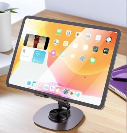 Adjustable Phone Stand for Desk 360 Rotating Foldable Cell Phone Holder Desktop Portable Cellphone Stand, Office Desk Accessories Compatible for iPhone 16 15 14 13 Pro Max, Smartphones, iPad (Purple)