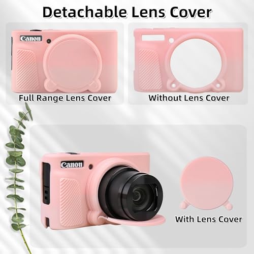 Camera Case for Canon PowerShot SX740/ SX730 Digital Camera,SX740 HS Case, Soft Silicone Protective Case Removable Lens Cover,Comes with 2 Screen Protectors and 1 Wrist Strap. (Smoked Pink) - color: Smoked Pink