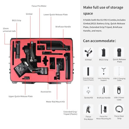 Ronin RS 4 Carrying Case RS4 Hard Box for DJI RS4/RS 4 Pro Gimbal Stabilizer Protection Accessories,Shockproof, Waterproof,Black[Case Only]