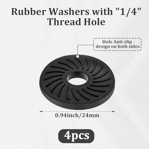 2Packs Thumb Camera Quick Release Adapter with 4 Packs Rubber Washers Tripod Screw with Rubber Pad 1/4 Male to 1/4 Female Thread L Bracket Mount for Camera Mounting Plate