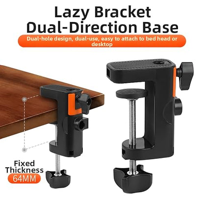 Heavy Duty Table Clamp Mount for Microphone Boom Arm, 2-in-1 C-Clamp Design for Mic Stand, Overhead Camera Arm, Desk Lamp Base – Fits up to 2.56 inch/6.5cm Desktop Thickness, 1 PCS