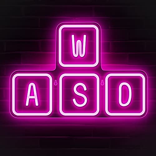 Lumoonosity WASD Neon Sign - USB Powered Keyboard Neon Lights - WASD Keycaps Led Sign with On/Off Switch for Wall, Bedroom, Game Room Decor - Cool WASD Keys' Gaming Lights for Gamers, Streamers - style: WASD PINK