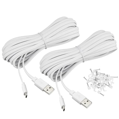 2-Pack 30 ft Cable for WYZE Duo Cam Pan Camera, Long Flat Power Extension Cord, White