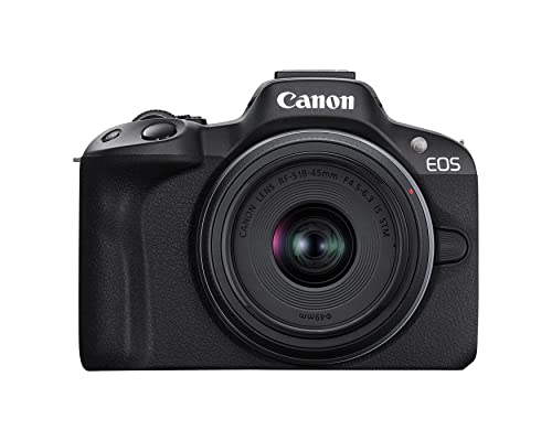 Canon EOS R50 Mirrorless Camera RF-S18-45mm F4.5-6.3 is STM Lens Kit, 24.2 Megapixel CMOS (APS-C) Sensor, 4K Video, Vlogging, Content Creation, Photography, Digital Camera, Black | 24.2MP Aps-C CMOS, Digic X, Dual Pixel CMOS Af Ii, 6K-Oversampled 4k30p, R