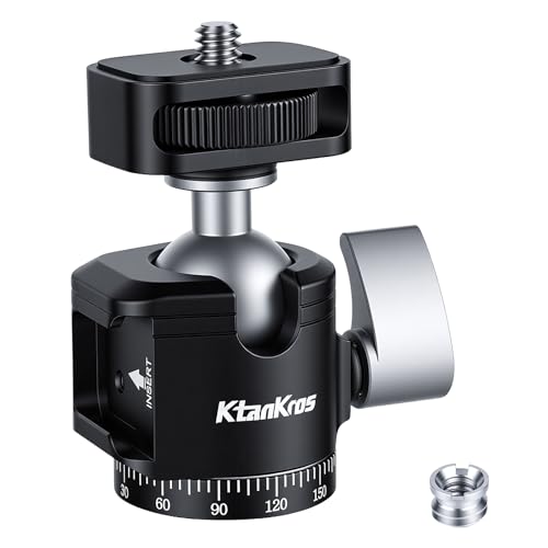 Universal 1/4" Mini Ball Head, Cold Shoe Mount, 360° Panoramic DSLR Camera Tripod Mount, 5.5lb Load, Aluminum Alloy, for Action Cam, Smartphone, Monitor, Microphone, LED Light, Vlog - style: MI-1