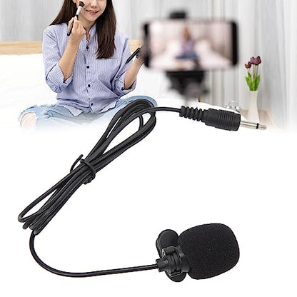Wired Lavalier Microphone, Omnidirectional Condenser On Mic with Windproof Sponge and Noise Reduction Chip, for Interviews Meetings Recording Computer