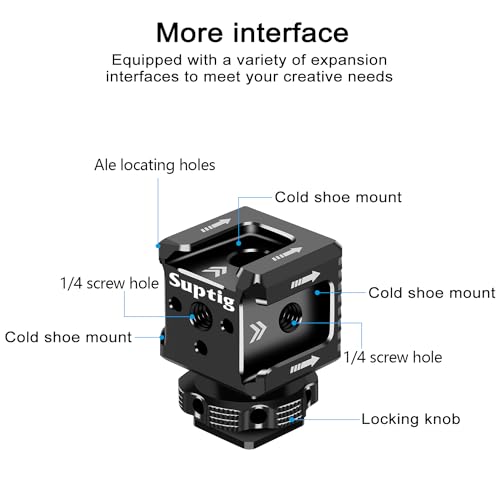 Suptig 3 Port Cold Shoe Mount with 1/4"-20 Thread for Camera Cage Flash LED Monitor Microphone etc.