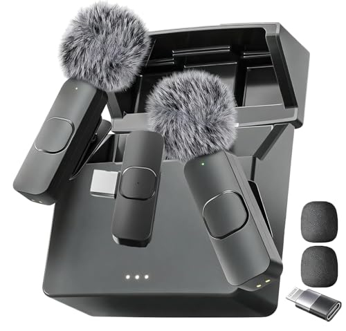 Mini Mic Pro (Latest Model – #1 Microphone for iPhone & Android, Wireless Mini Microphone, Clear Voice, Noise Cancelling, Lavalier Mic for TikTok, YouTube & Interviews (with Charging Case) - style: With Charging Case (All Phones)
