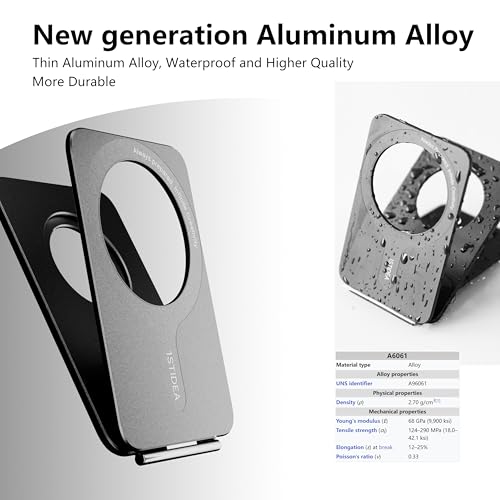 IST IDEA for Magsafe Tripod, Tripod for iPhone Lightweight Aluminum Alloy & Angle Adjustment & Strong Magnets iPhone Tripod Stand Compatible with 17/16/15/14/13/12 (Included Metal Ring) - color: Mosaic Grey