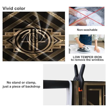 15x10ft Theme Backdrops for Photography Black and Golden Retro Texture Background Luxury Party Crazy Carnival Happy Birthday Party Portrait Booth Photo Studio Video Shooting Props - size: 15x10ft