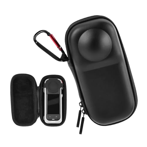 BRDRC Portable Small Case for Insta360 X5 X4 (for Cage and Lens Cap), Carrying Storage Bag Protective Cover Hard Shell Travel Protector with Wrist Strap Carabiner for Insta 360 X5 X4 Accessories - color: PU Case for Cage & Lens Cap