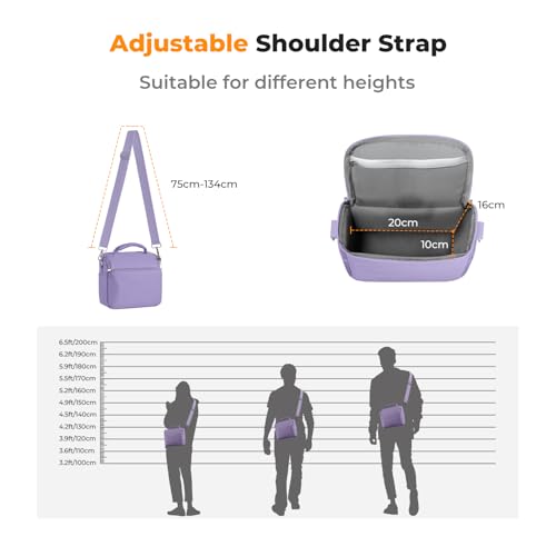 K&F CONCEPT Camera Sling Bag Small Crossbody Camera Case DSLR/SLR/Cute Compact Shoulder Photography Bags for Photographers-Purple - color: 08-Purple