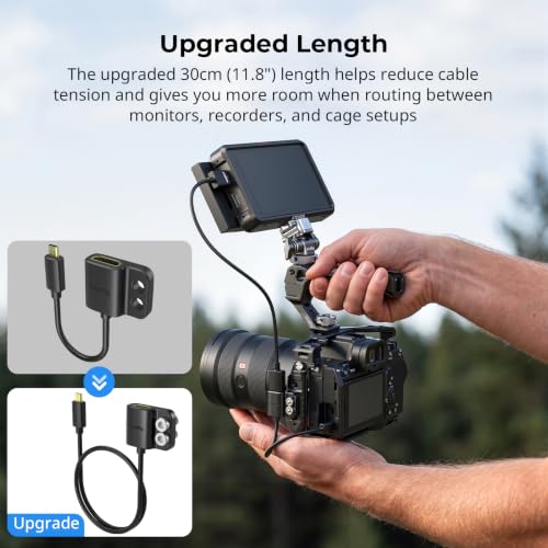 SMALLRIG Data Cable Ultra-Slim 4K 60Hz Micro HDMI to Full-Size HDMI Adapter Cable with Two 1/4"-20 Screws for Camera Cage L-Bracket, for Sony A7R IV A7III for Fujifilm X-T3-6125 - style: D to A（30cm）