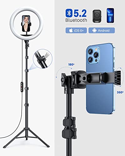 Weilisi 12'' Ring Light with Stand 72'' Tall & 2 Phone Holders,38 Color Modes Selfie Light with Tripod Stand, Big LED Ring Light for iPhone/Android/Camera,YouTube,Makeup - color: Multicolor