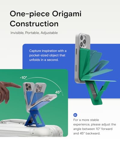 MOFT Phone Stand, Magnetic Phone Tripod Stand Stain-Resistant MOVAS Leather & Angle Adjustment & Strong Magnets Tripod for iPhone 17/16/15/14/13/12 (Included Metal Ring)-Sapphire - color: Sapphire, size: Without Card Slot