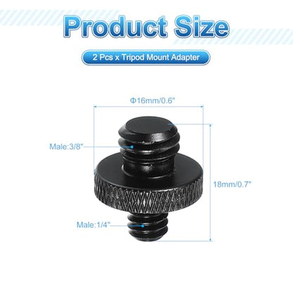 PATIKIL Tripod Screw Adapter 1/4" Male to 3/8" Male, 2 Pcs Tripod Nut Connectors Camera Mount Screw Camera Double Head Converter for Microphone Holder Magic Arms Accessories, 18 mm - size: 1/4" Male to 3/8" Male,18 mm