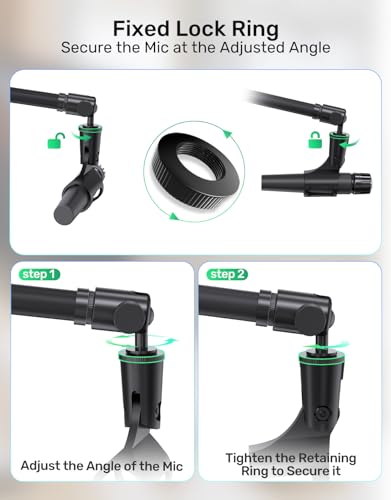 Ball and Socket Head Microphone Adapter with Angle Adjustment– 360° Pan & 90° Tilt, with 5/8" and 3/8" All-Metal Adapter, Camera, Lightweight & Secure Locking, Swivel Mic Stand Adapter