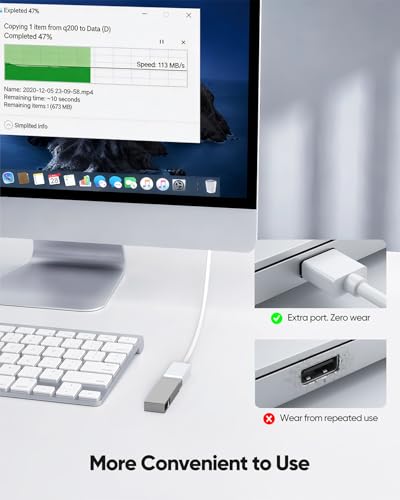 White USB Extension Cable 3FT, USB A 3.0 Extender Cable 3 FT | 5Gbps High Speed Male to Female Cord Compatible with USB Flash Drive, Hard Drive, SSD, Webcam, Mouse, Keyboard, PC