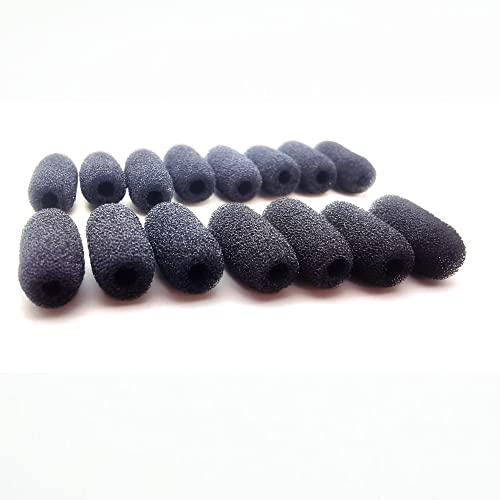 15 Pack Mini Lavalier Foam Cover Windscreen for Countryman E6 and Other Headset Lapel Microphones (Black) - color: Black