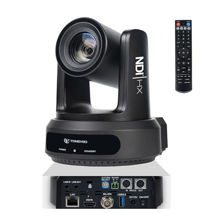 TONGVEO NDI PTZ Camera with AI Auto-Tracking: 20X Optical Zoom HDMI SDI USB PoE IP 1080P 60fps Video Camera for Live Streaming Conference Room Webcam for Church Worship, OBS - color: Midnight