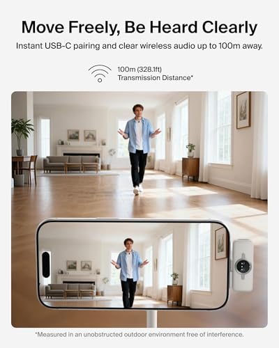 Belkin Stage Wireless Mini Microphone, Wearable Clip On Magnetic Mics for iPhone 17/16/15, Android, 24-bit/48 kHz, Noise Reduction, Dual Lavalier Microphone for YouTube, Vlogging, 36H Battery - style: Microphone