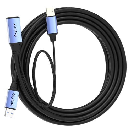OkyLink Active USB 3.0 Extension Cable A to A, Male to Female 15ft | 5m, 3.2 Gen1, with Power Cable, 5Gbps,Plug and Play, for CCTV Camera, Printer - color: USB3.0(5Gbps), size: 15ft (5m)