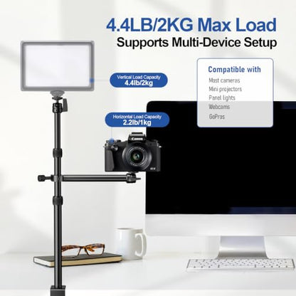 EMART Camera Desk Mount Table Stand, 39-90cm Adjustable Height with 360° Ball Head & 10.2'' Extension Arm, Max Load 4.4lb, Aluminum Tabletop C Clamp for Overhead Shooting, Live Streaming, Online Teach