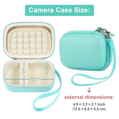 Leayjeen Hard EVA Camera Case Compatible with Canon PowerShot ELPH/IXUS, Kodak Pixpro FZ55/FZ45, Nikon Coolpix, Small Digital Camera, Shockproof Protective Camera Bag with Hand Strap-Green(Case Only) - color: Green