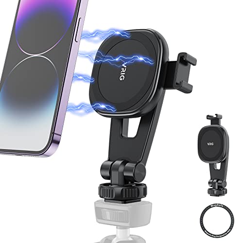VRIG MG-03 Magnetic Phone Tripod Mount,Tripod Mount for Magsafe w Cold Shoe for iPhone 17.16.15.14.13.12 Series,Magnetic Ring Compatible with All Phones & All Cases,360° Rotation,for Tripods,Cameras - size: MG-03
