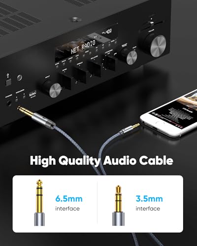 Highwings 1/4 to 1/8 Cable Stereo Audio Cable 10FT, 6.35mm 1/4" Male to 3.5mm 1/8" Male TRS Bidirectional Stereo Audio Cable Jack for Guitar, Home Theater Devices, Speaker and Amplifiers - size: 10FT