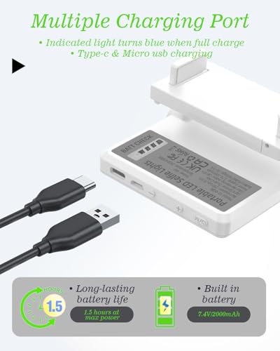 60 LED Portable Selfie Light Video Conference Lighting with Clip & Camera Tripod Adapter Rechargeable 2000mAh CRI 97+, 3 Light Modes for Phone iPhone Webcam Laptop Photo Makeup (Pure White)