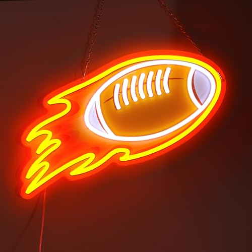 Football Neon Signs Dimmable Football Neon Lights Wall Decor for Club Dormitory Bedroom Shop Home Birthday Party Gift Art for Kids Fans 16.54×12.2 IN-USB Powered-Acrylic - color: Red:Football
